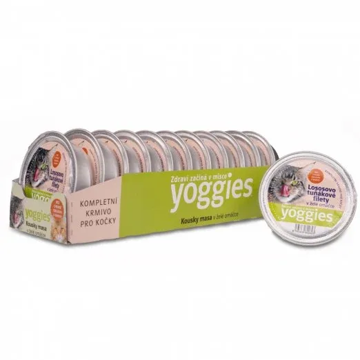 11+1 85 g Yoggies kuipje voor katten met zalm en tonijn in heerlijke geleisaus