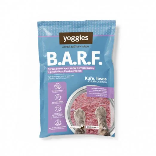 6x250 g Yoggies BARF voor katten Kip compleet met zalm en veenbessen