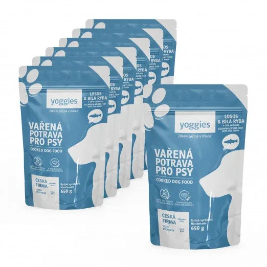 6+1 gratis (7x650 g) Yoggies gekookt hondenvoer – zalm en witvis met chiazaad
