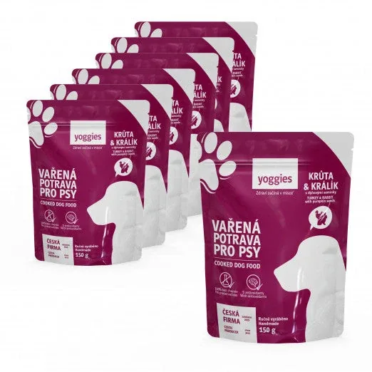 6+1 gratis (7x150g) Yoggies gekookt hondenvoer – kalkoen- en konijnenvlees met pompoenpitten
