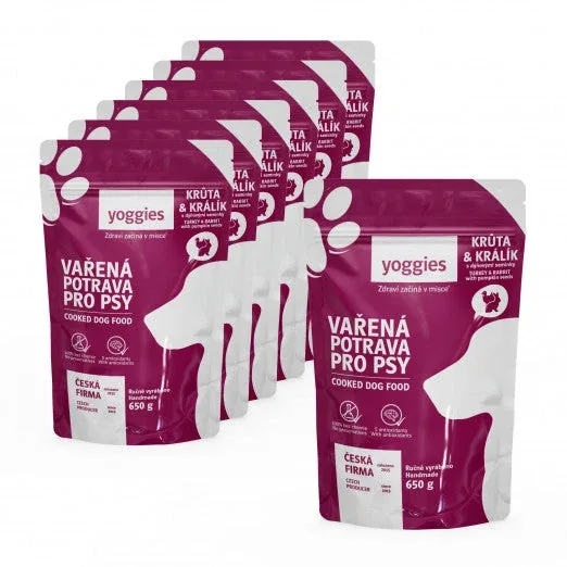 6+1 gratis (7x650 g) Yoggies gekookt hondenvoer – kalkoen- en konijnenvlees met pompoenpitten