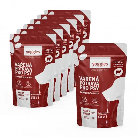 6+1 gratis (7x650 g) Yoggies gekookt hondenvoer – rundvlees met quinoa