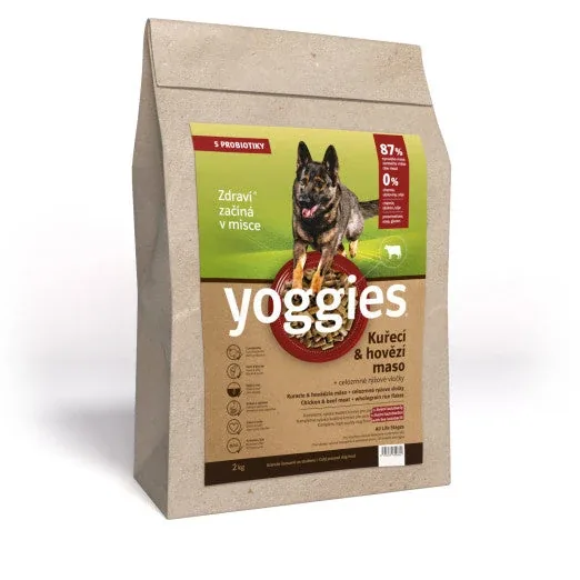 Yoggies kip & rundvlees, koudgeperste brokken met probiotica