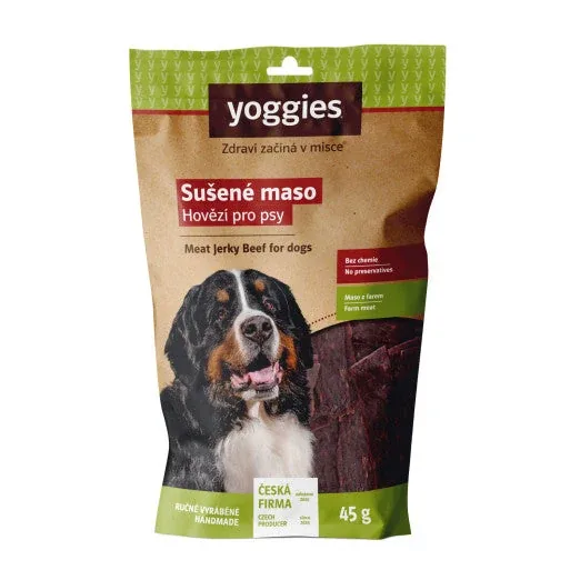 Yoggies gedroogd rundvlees voor honden (reepjes) 45 g