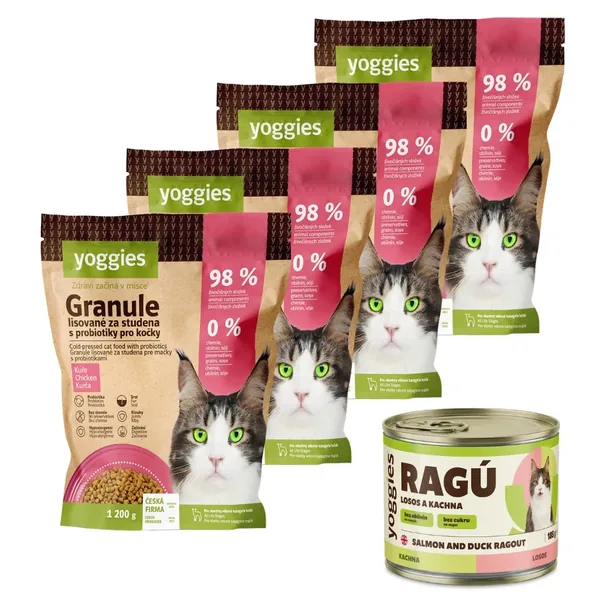 4,8 kg Yoggies brokken voor katten met kip, koudgeperst met probiotica + GRATIS CADEAU