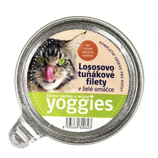 85 g Yoggies kuipje voor katten met zalm, tonijn en geleisaus