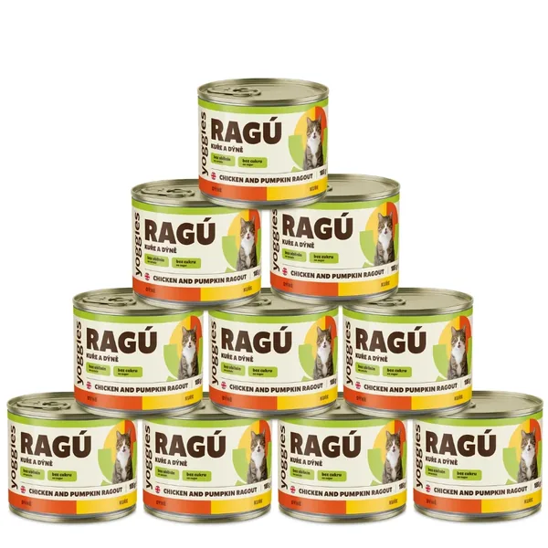Yoggies RAGÚ voor katten, kip en pompoen 24 x 185 g - voordeelverpakking