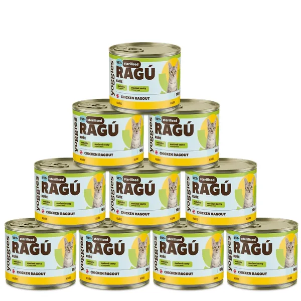 Yoggies RAGÚ voor gecastreerde katten, kip monoproteïne 24 x 185 g - voordeelverpakking