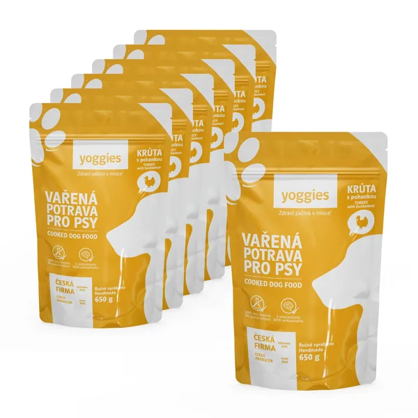 6+1 gratis (7x650 g) Yoggies gekookt hondenvoer – kalkoenvlees met boekweit