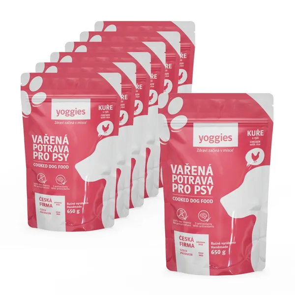 6+1 gratis (7x650 g) Yoggies gekookt hondenvoer – kip met rijst