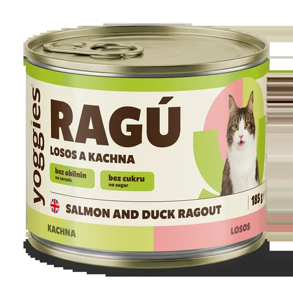 Yoggies RAGÚ voor katten, zalm en eend 185 g